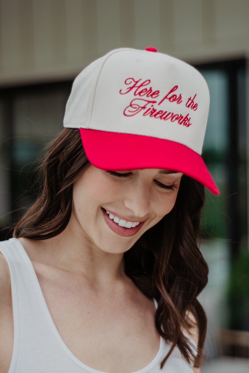 Here For The Fireworks Vintage Trucker Hat - Katydid.com