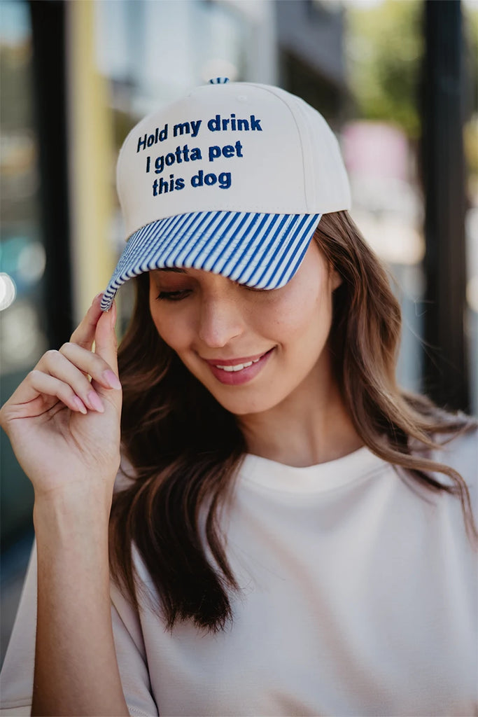 Hold My Drink I Gotta Pet This Dog Vintage Hat