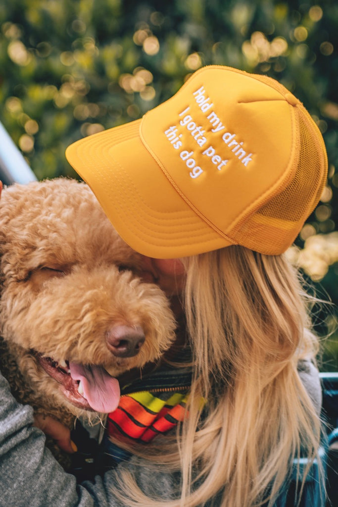 Hold My Drink I Gotta Pet This Dog Trucker Hat - Main Image