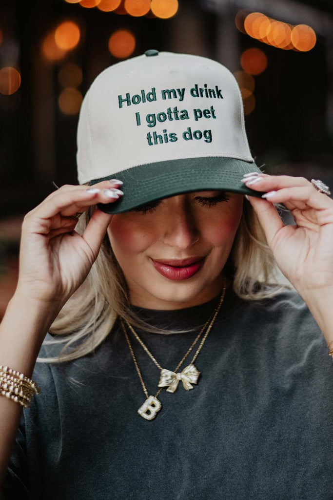 Hold My Drink I Gotta Pet This Dog Vintage Hat