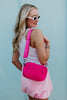 Hot Pink Woven Crossbody Bag