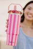 Pink and Hot Pink Striped Stainless Steel 30 Oz Tumbler