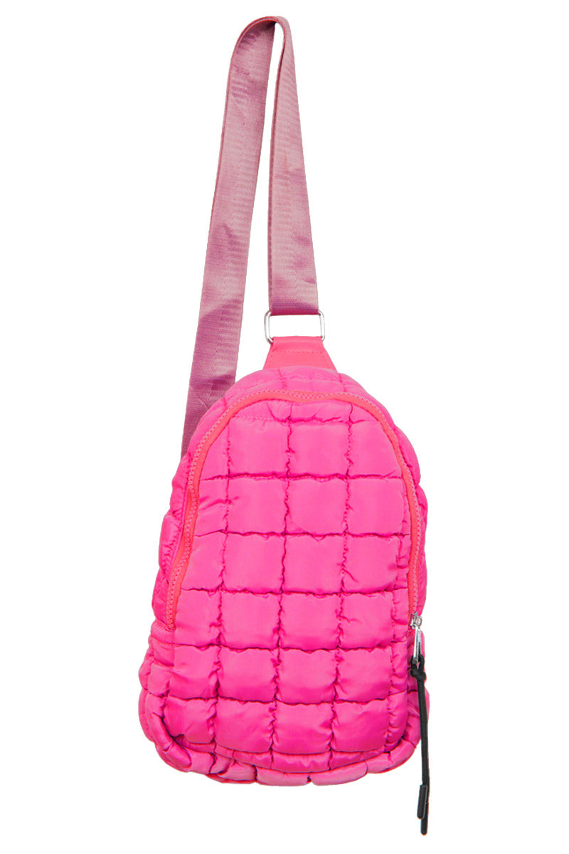 Hot Pink Quilted Sling Bag for Women - Katydid.com