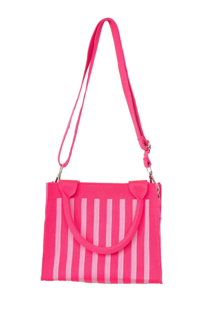 Hot Pink Striped Structured Mini Tote - Katydid.com