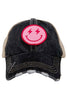 Hot Pink Lightning Happy Face (Black/Tan) Trucker Hat