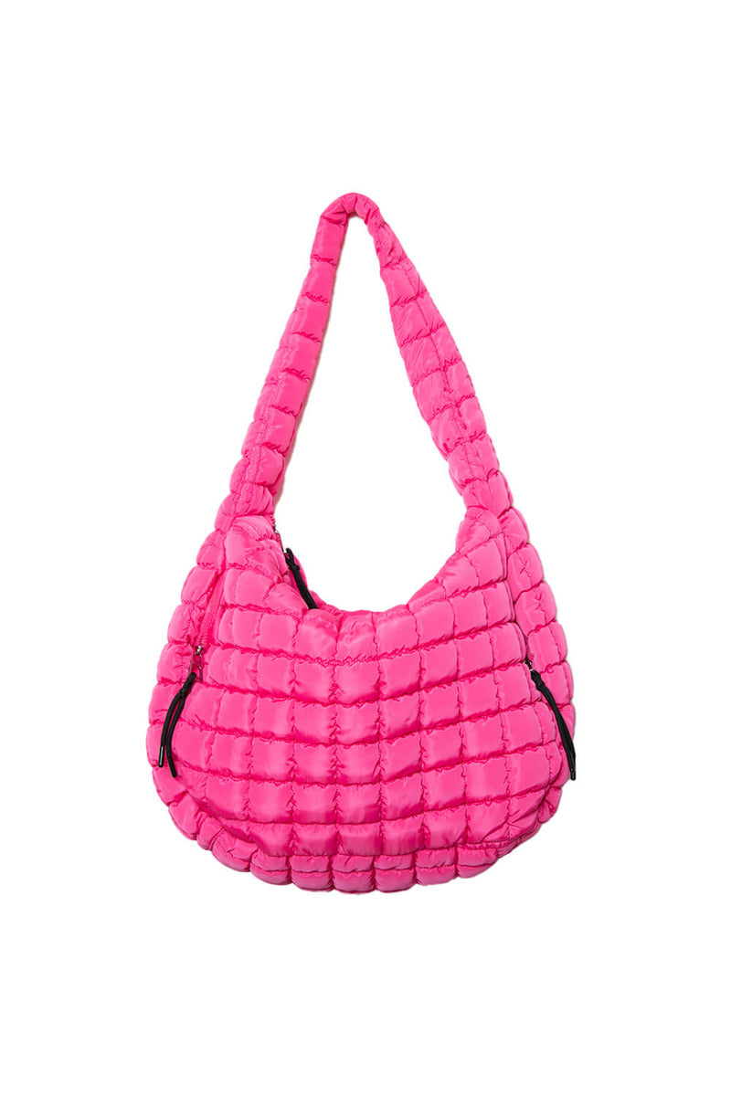 Hot Pink Quilted Puffer Tote - Katydid.com