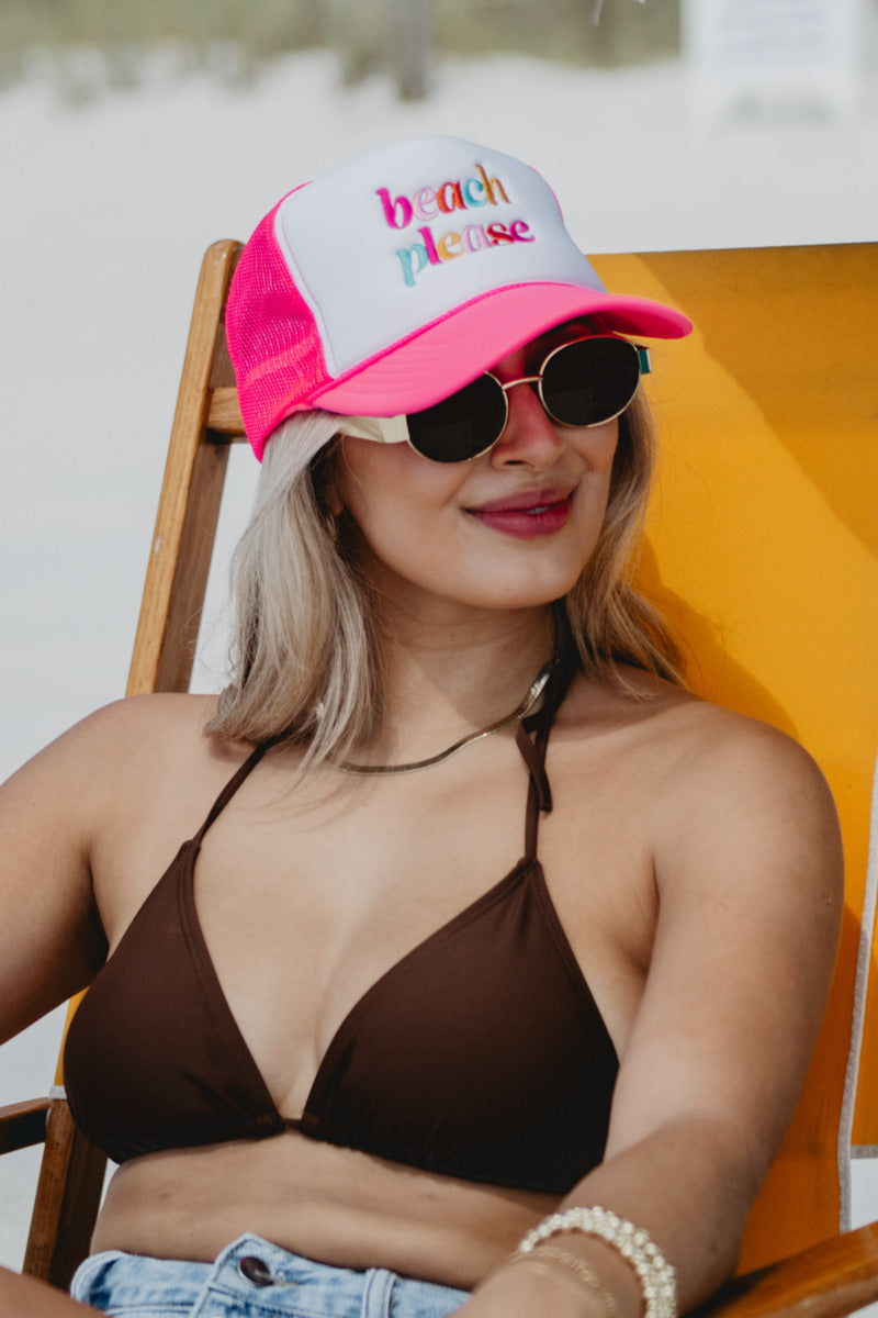 Beach Please (LOWER CASE) Foam Trucker Hat