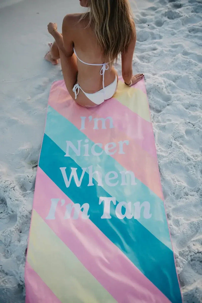 I'm Nicer When I'm Tan Reversible Pool Towel - Katydid.com