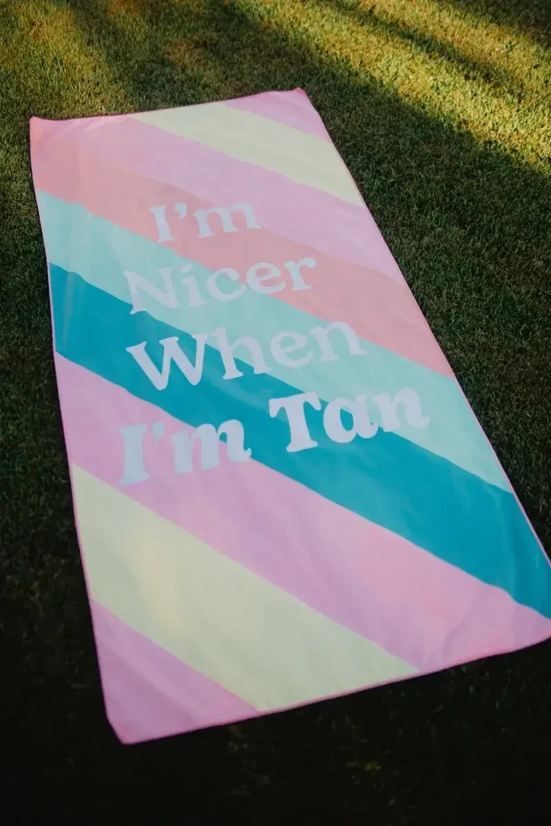 I'm Nicer When I'm Tan Reversible Pool Towel - Katydid.com