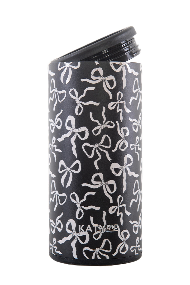 Black & White Bows Slim Can Cooler