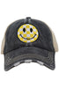 Yellow Checkered Happy Face Trucker Hat