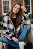 Open Front Black Plaid Cardigan Sweater