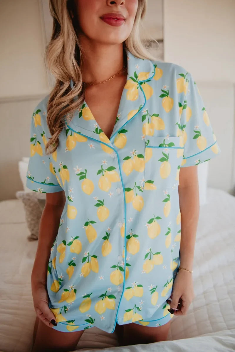 Zesty Lemons 2 Piece Pajama Set - Katydid.com