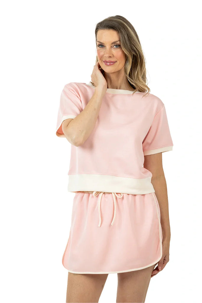 Light Pink and White Two Toned Skirt and Top Set - Katydid.com