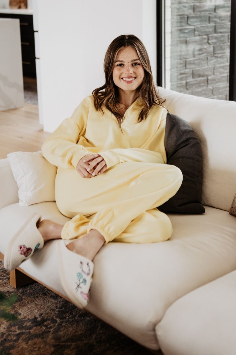 Yellow Scuba Pants Set Women's