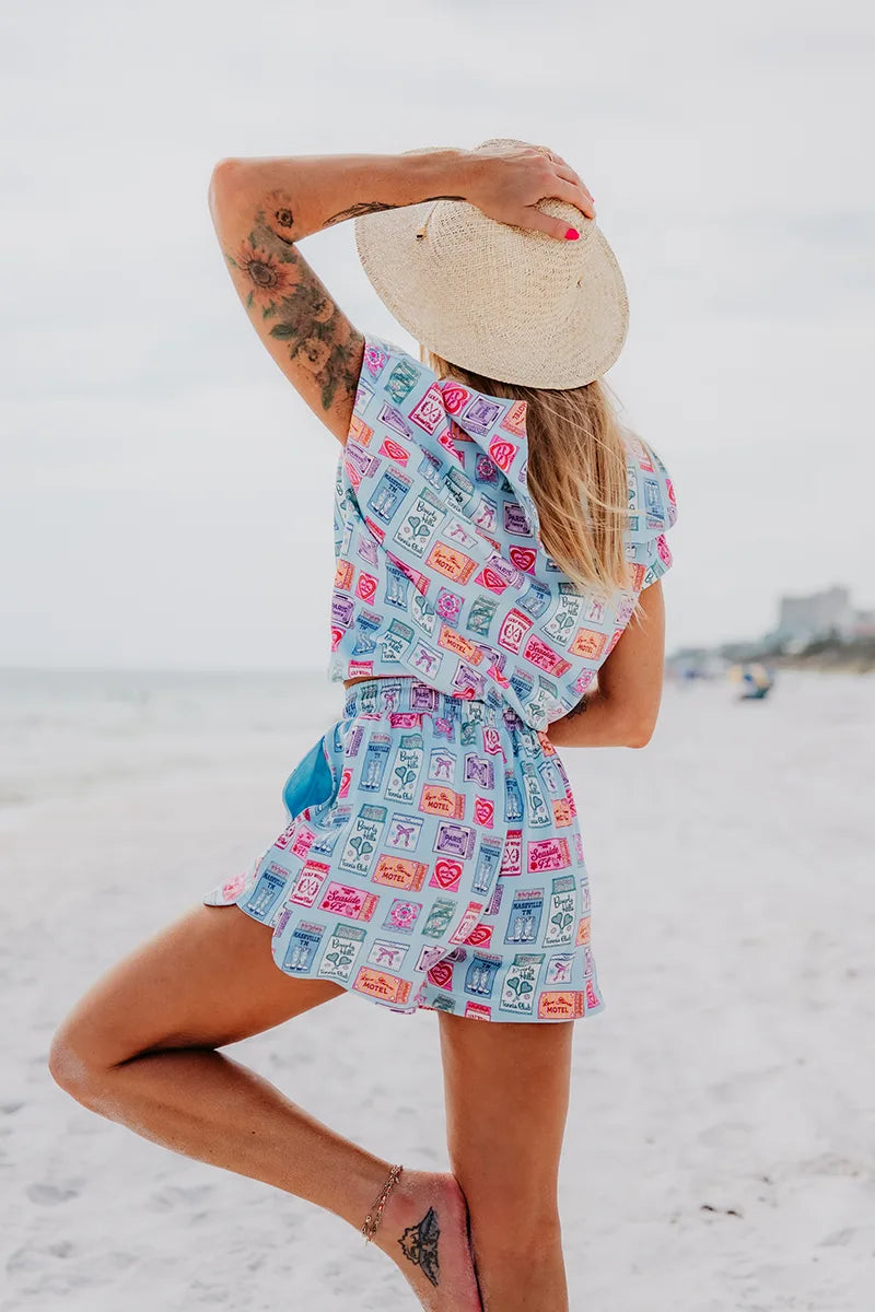 Traveling Matchbook Two Piece Set | Travel Outfit | Katydid Light Blue / XL Traveling Matchbook Two Piece Set | Travel Outfit | Katydid Light Blue / XL