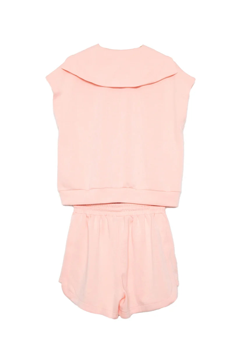 Peach Ladies Scuba Quarter Zip Top and Shorts - Katydid.com