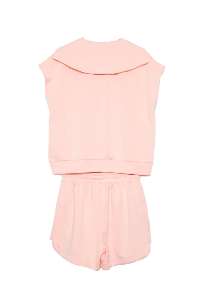 Peach Ladies Scuba Quarter Zip Top and Shorts - Katydid.com