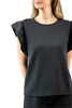 Black Ruffle Top Two Piece Clothing Set for Women