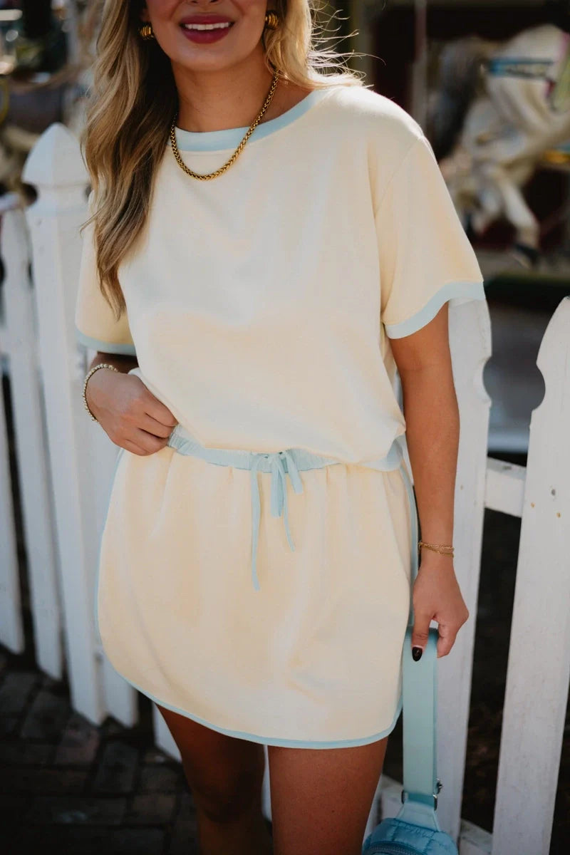 Yellow and Blue Matching Skirt and Top Set - Katydid.com