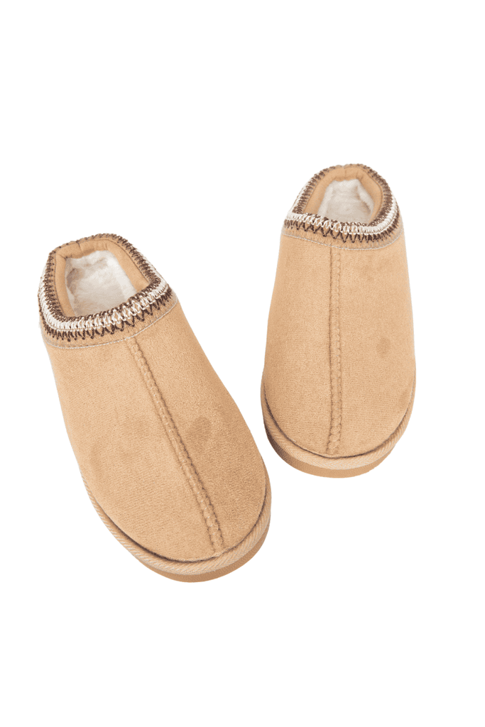 Sand Embroidered Slip-On House Shoes