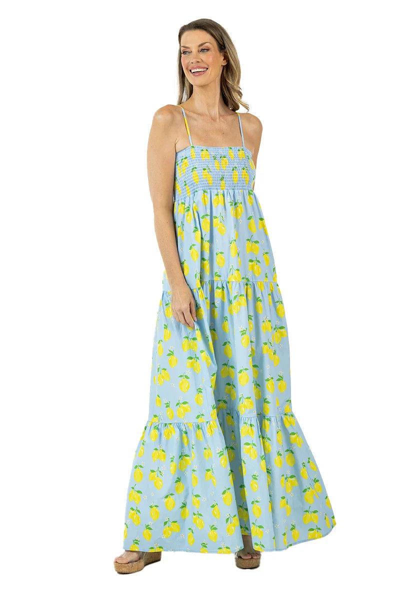ladies summer maxi dress KatyDid Women's Zesty Lemons Maxi Dress