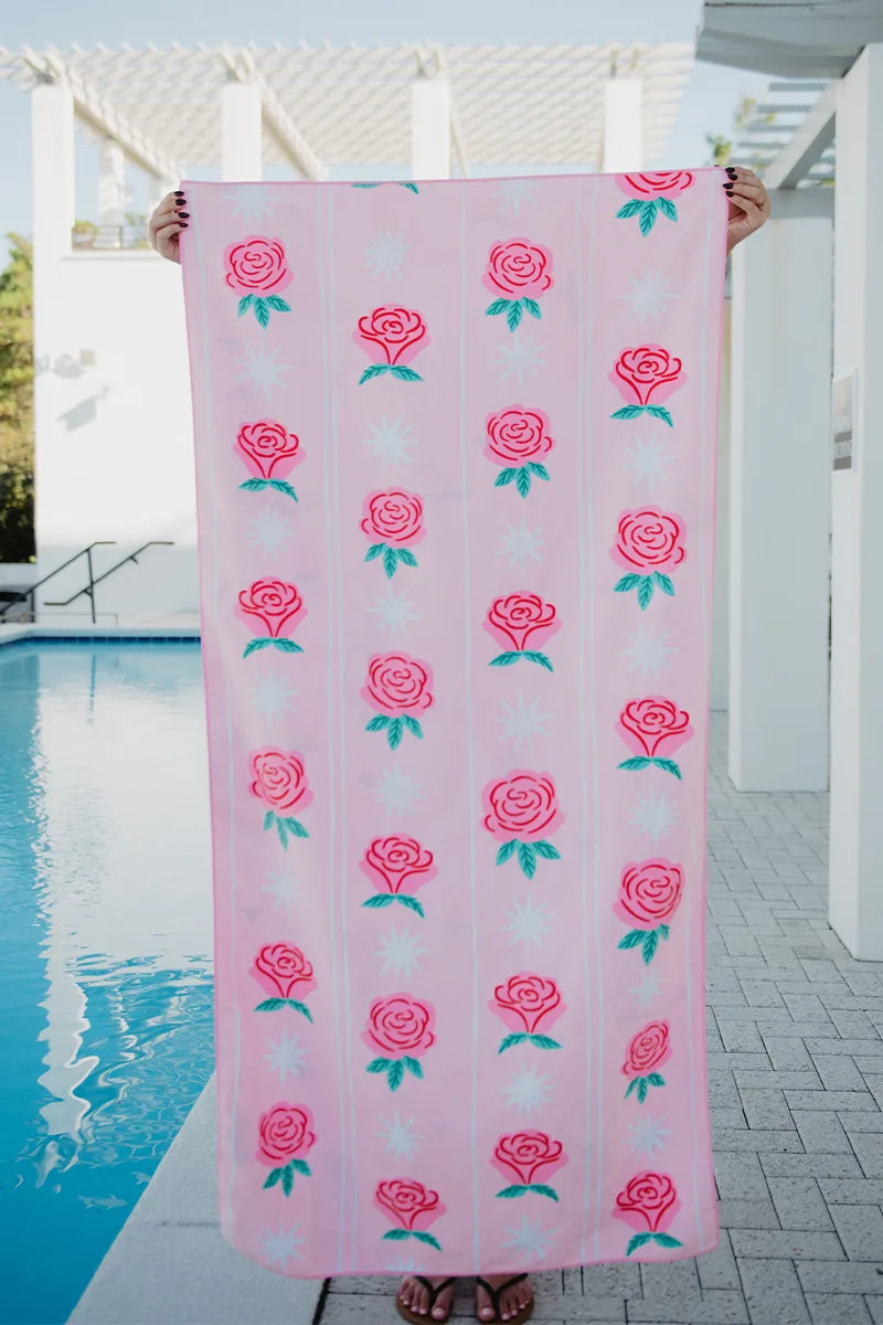 Boots and Flowers Reversible Travel Size Towel - Katydid.com