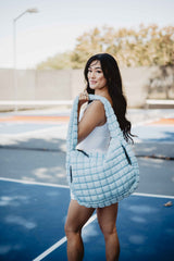 Light Blue Quilted Women's Tote Bag