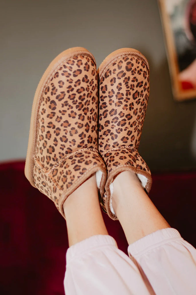 Leopard Print Fur Mini Ankle Boots