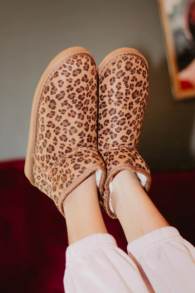 Leopard Print Fur Mini Ankle Boots