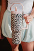 Brown Leopard Stainless Steel Tumbler with Lid Handle