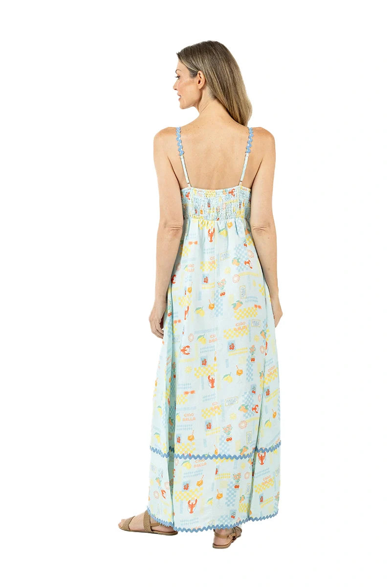Light Blue Italian Summer Maxi Dress | Linen Maxi Dress