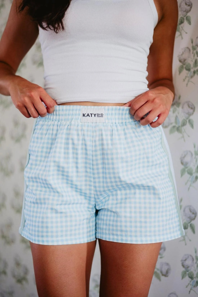 Light Blue Plaid Boxers Female - Katydid.com