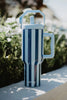 Light Blue and Navy Striped Tumbler With Handle - Katydid.com