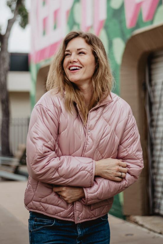 Fashion Ladies Pink Winter Jackets Pink Women Quilted Puffer Jacket