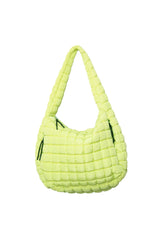 Lime Yellow Oversized Quilted Hobo Tote Bag