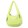 Lime Yellow Oversized Quilted Hobo Tote Bag