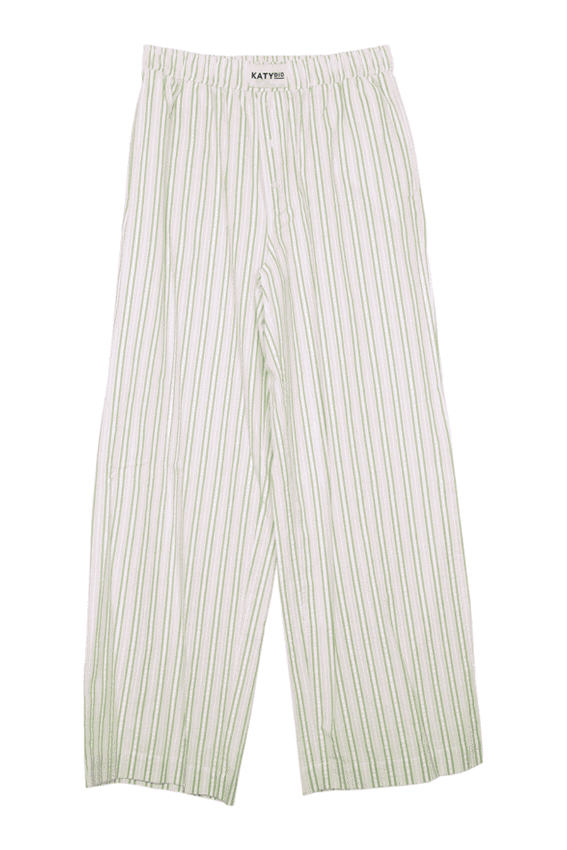 Light Pink and Green Striped Boxer Lounge Pants - Katydid.com