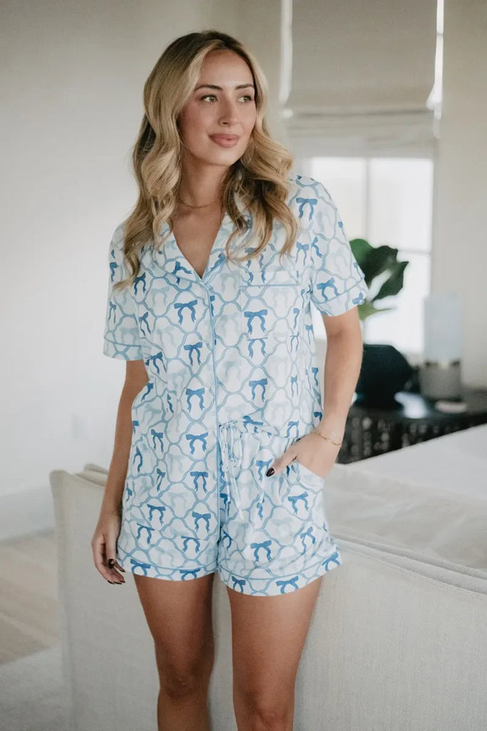 Light Blue Mini Bows PJ Sets - Katydid.com