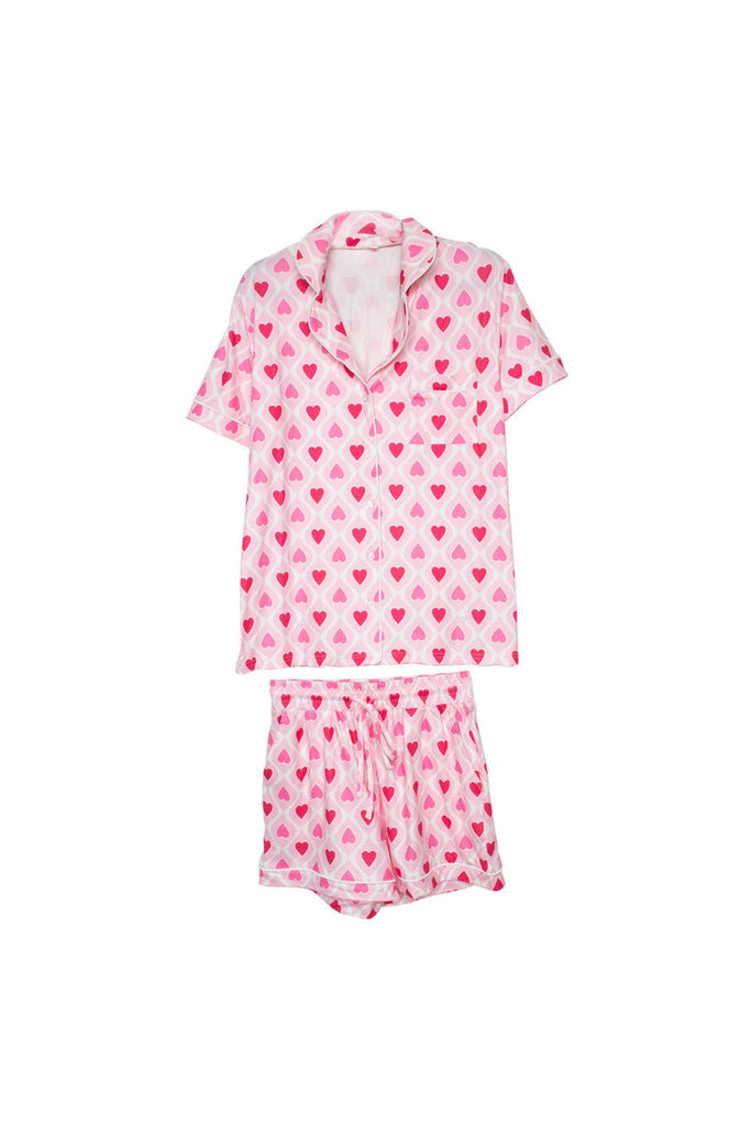 Light and Hot Pink Hearts Design Pajama Set