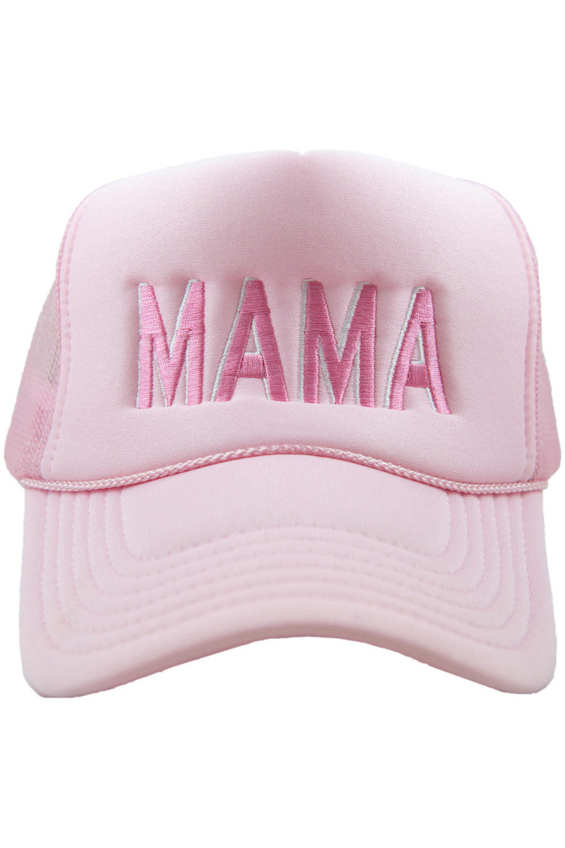 MAMA (Pink and White) Foam Snapback Hat - Katydid.com