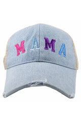 MAMA (Multicolored) Denim Trucker Hat