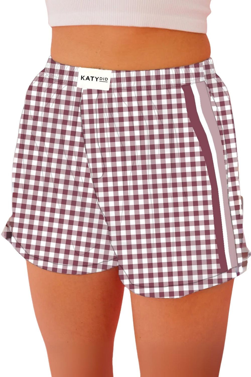 Maroon Plaid Boxers Female - Katydid.com
