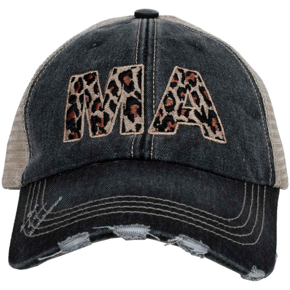 MA Massachusetts Leopard State Women's Trucker Hat