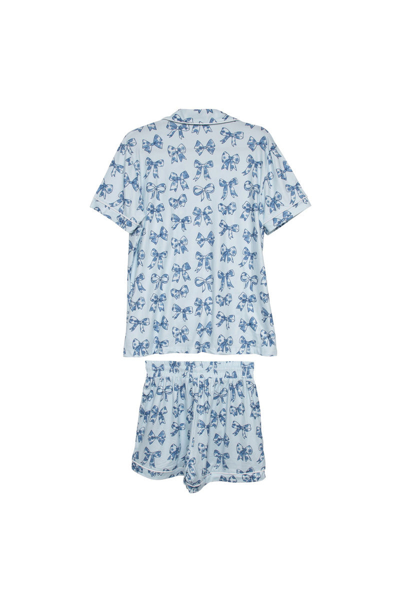 Light Blue Toile Coquette Bows Lounge PJ Set