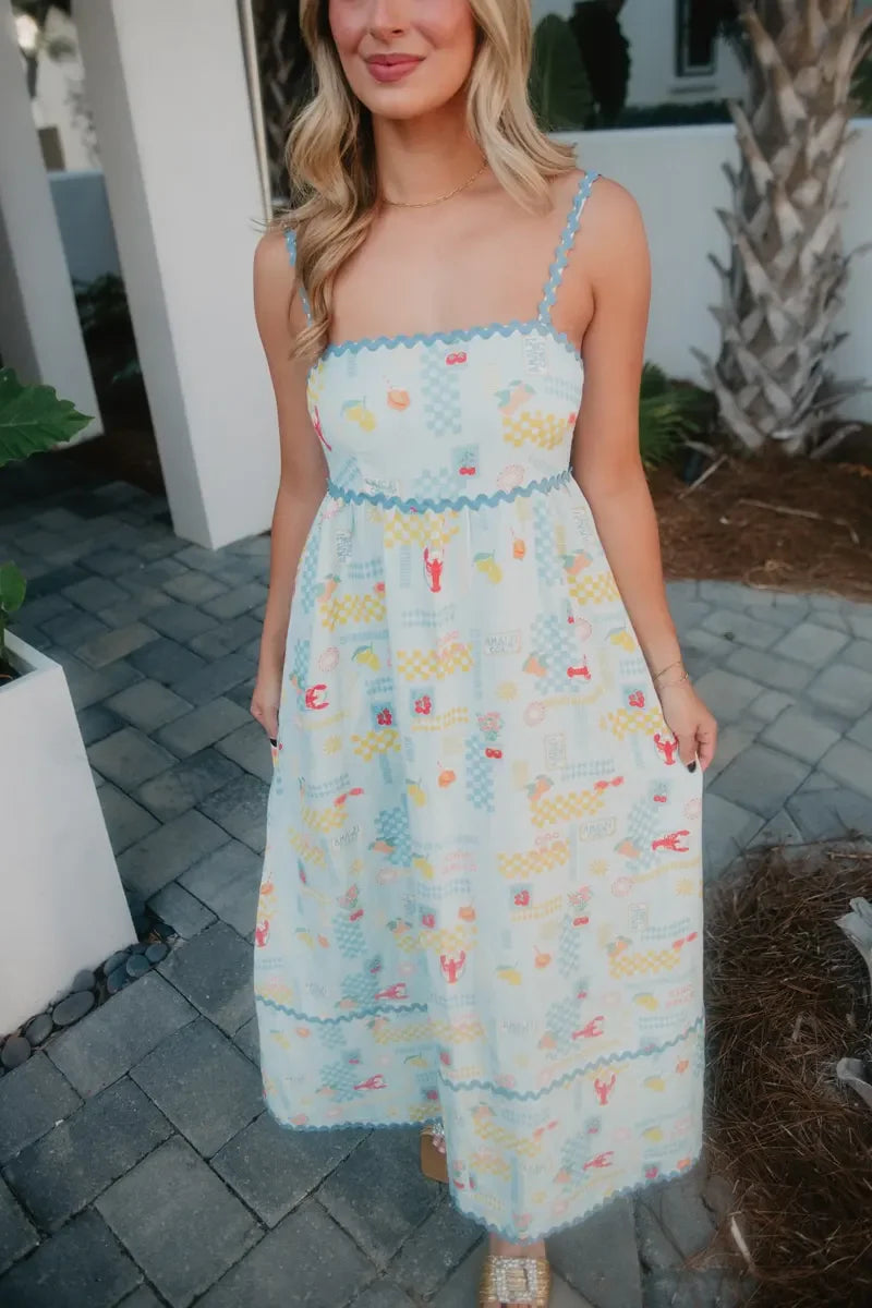 Light Blue Italian Summer Maxi Dress | Linen Maxi Dress