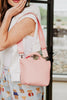 Light Pink Woven Crossbody Bucket Bag