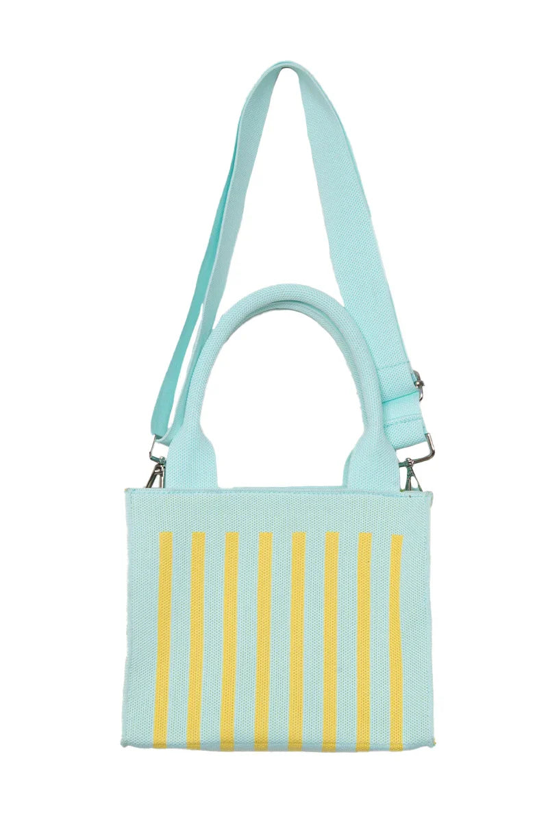 Mint Striped Structured Mini Tote - Katydid.com