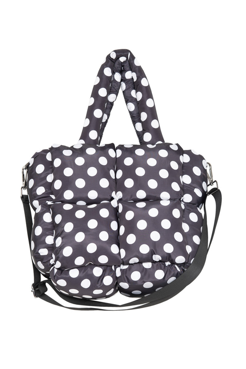 Black and White Polka Dot Mini Puffer Tote - Katydid.com