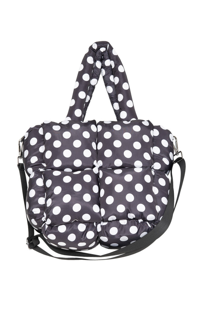 Black and White Polka Dot Mini Puffer Tote